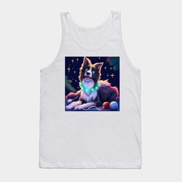 Cute Border Collie Drawing Tank Top by Play Zoo